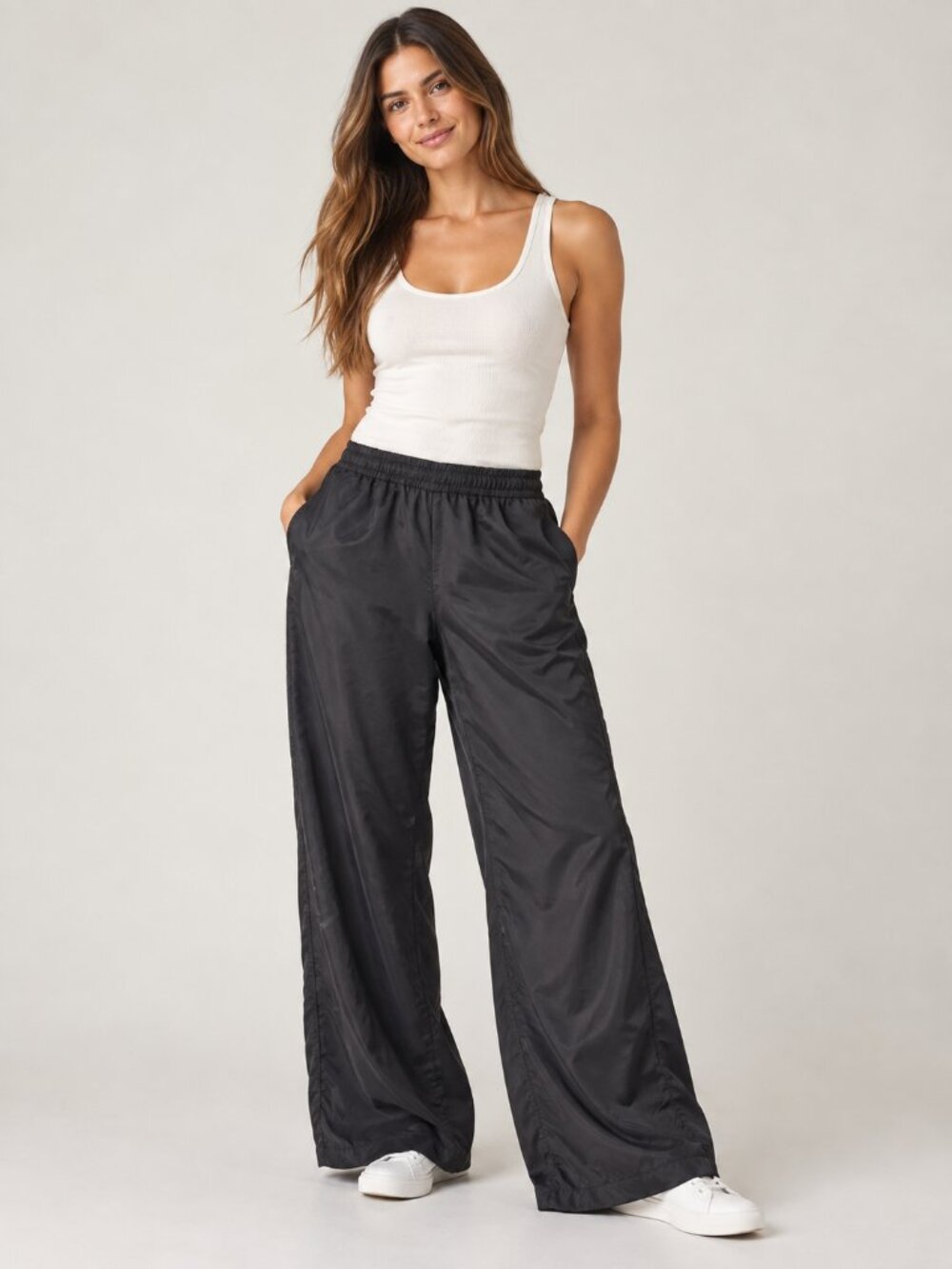 Athleta Calm Cool Wide Leg Pant Black Cupro Rayon Medium